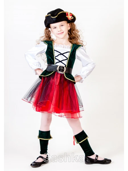 Карнавальний костюм Піратка (зелена) Карнавальний костюм Піратка (зелена)